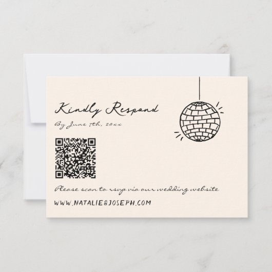 Retro Hand Gezeichnet Quirky QR Code Wedding RSVP Karte (Vorderseite)