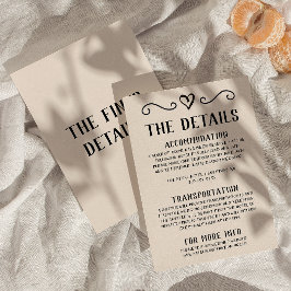 Retro Hand Gezeichnet Quirky Wedding Details Begleitkarte