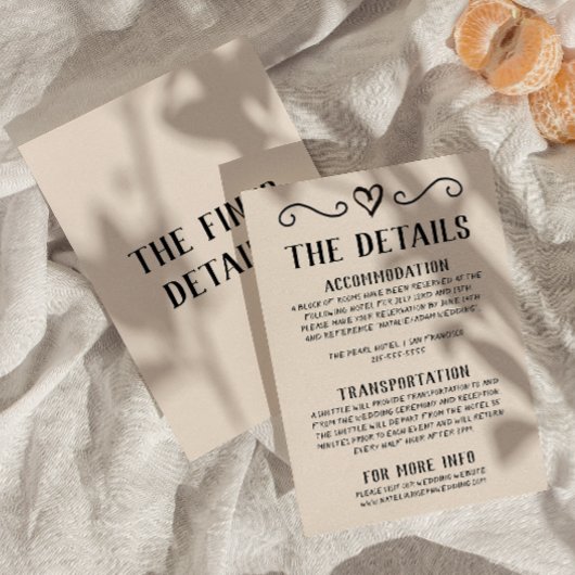 Retro Hand Gezeichnet Quirky Wedding Details Begleitkarte