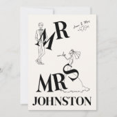 Retro Hand Gezeichnet Quirky Wedding Einladung (Vorderseite)