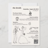 Retro Hand Gezeichnet Quirky Wedding Einladung (Rückseite)