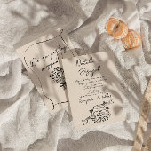 Retro Hand Gezeichnet Romantische Niedliche Hochze Einladung