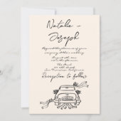 Retro Hand Gezeichnet Romantische QR-Hochzeit Einladung (Vorderseite)