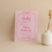 Retro Hand gezeichnet rosa Coquette Baby Girl Dusc Einladung