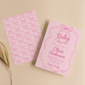 Retro Hand gezeichnet rosa Coquette Baby Girl Dusc Einladung
