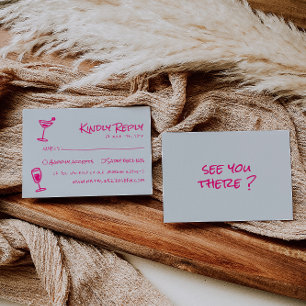 Retro Hand gezeichnet rosa farbenfrohe Funky Weddi RSVP Karte