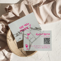 Retro Hand gezeichnet rosa Funky QR Code Hochzeit