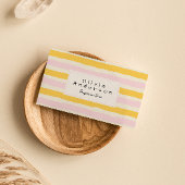 Retro Hand gezeichnet rosa Gelbe Streifen Trendy B Visitenkarte