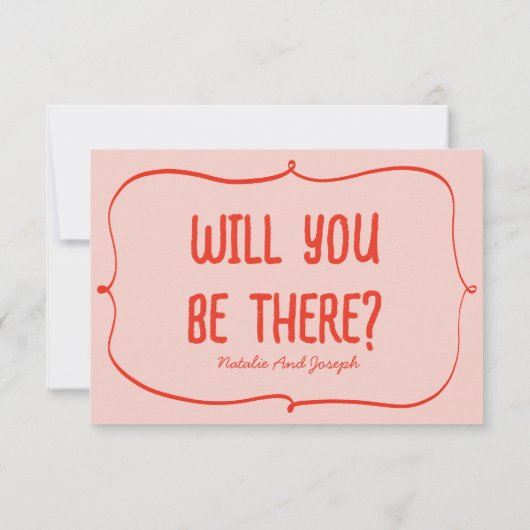 Retro Hand gezeichnet rosa rosa Einzigartiger QR C RSVP Karte (Rückseite)