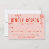 Retro Hand gezeichnet rosa Rosa Einzigartiges Quir RSVP Karte (Vorderseite)