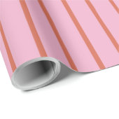 Retro Hand gezeichnet Rote Streifen auf Rosa Geschenkpapier (Rolleneckpunkt)