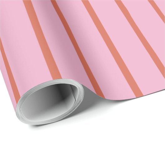 Retro Hand gezeichnet Rote Streifen auf Rosa Geschenkpapier (Rolleneckpunkt)