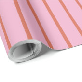 Retro Hand gezeichnet Rote Streifen auf Rosa Geschenkpapier (Rolleneckpunkt)