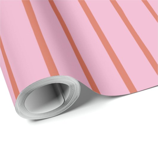 Retro Hand gezeichnet Rote Streifen auf Rosa Geschenkpapier (Rolleneckpunkt)