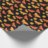 Retro Hand Gezeichnet Schmetterlingsmuster Orange  Geschenkpapier (Ecke)
