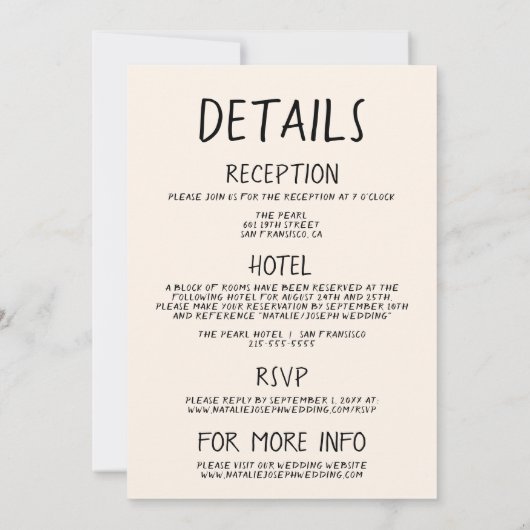 Retro Hand gezeichnet Sketchy Quirky alles in eine Einladung (Rückseite)