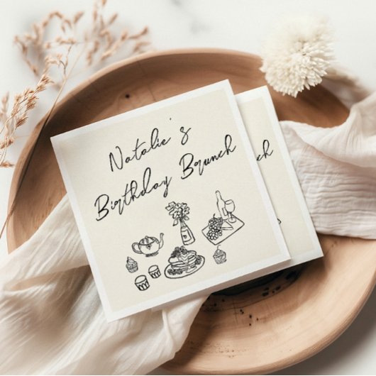 Retro Hand Gezeichnet Spaß Geburtstagsfeier Serviette