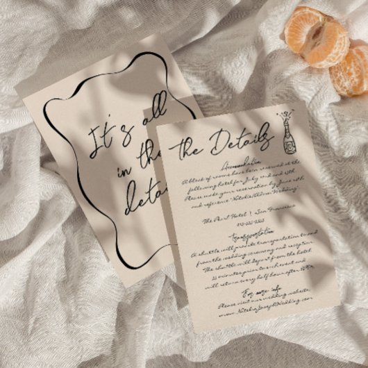 Retro Hand Gezeichnet Spaß Niedliche Hochzeit Deta Begleitkarte