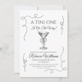 Retro Hand gezeichnet Tini One Martini Baby Dusche Einladung (Vorderseite)