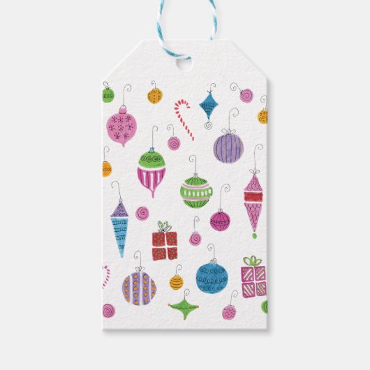 Retro Hand Gezeichnet Weihnachtsschmuck Mitte des Geschenkanhänger (Vorderseite)