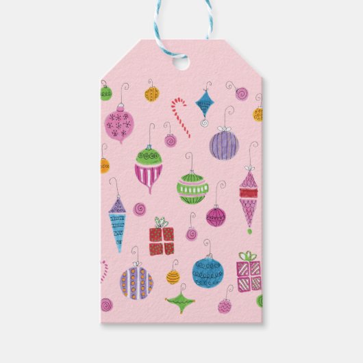 Retro Hand Gezeichnet Weihnachtsschmuck Pastel PIn Geschenkanhänger (Vorderseite)