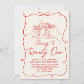 Retro Hand gezeichnete Bogen jubelt bis 21 Geburts Einladung (Vorderseite)