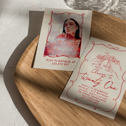 Retro Hand gezeichnete Bogen jubelt bis 21 Geburts Einladung