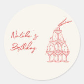 Retro Hand gezeichnete Champagner Brille Tower Geb Runder Aufkleber (Vorderseite)