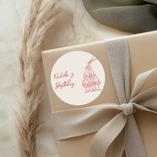 Retro Hand gezeichnete Champagner Brille Tower Geb Runder Aufkleber