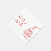 Retro Hand gezeichnete Champagner Brille Tower Geb Serviette (Ecke)