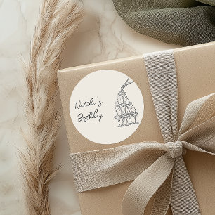 Retro Hand gezeichnete Champagner Tower Geburtstag Runder Aufkleber