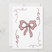 Retro Hand gezeichnete Coquette Pink Bow Baby Dusc Einladung (Rückseite)