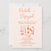 Retro Hand gezeichnete, helle Farben in einer Hoch Einladung (Vorderseite)