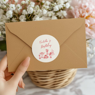 Retro Hand gezeichnete rote Tablette Geburtstagsbr Runder Aufkleber