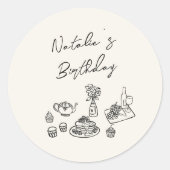Retro Hand gezeichnete schwarze Tablette Geburtsta Runder Aufkleber (Vorderseite)