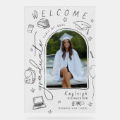 Retro Hand gezeichnetes Foto Abschluss Willkommen Acrylschild (Vorderseite)