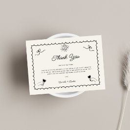 Retro Hand gezeichnetes französisches Foto Horizon Dankeskarte