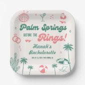 Retro Hand gezogene Palmsprings Bachelorette Pappteller (Vorderseite)