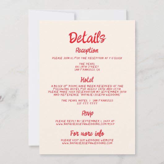 Retro Hand gezogener Quirky-Kuchen in einer Hochze Einladung (Rückseite)