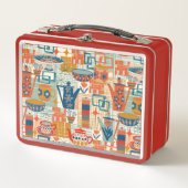  Retro Hand Painted Pottery Design Metall Brotdose (Vorderseite)