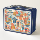 Retro Hand Painted Pottery Metall Brotdose (Vorderseite)