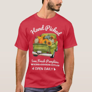 Retro Hand Picked Pumpkin Truck Herbst Saison Herb T-Shirt
