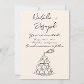 Retro Hand Writed Gezeichnet Champagner Foto Weddi Save The Date (Rückseite)