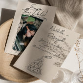 Retro Hand Writed Gezeichnet Champagner Foto Weddi Save The Date
