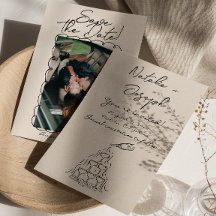 Retro Hand Writed Gezeichnet Champagner Foto Weddi