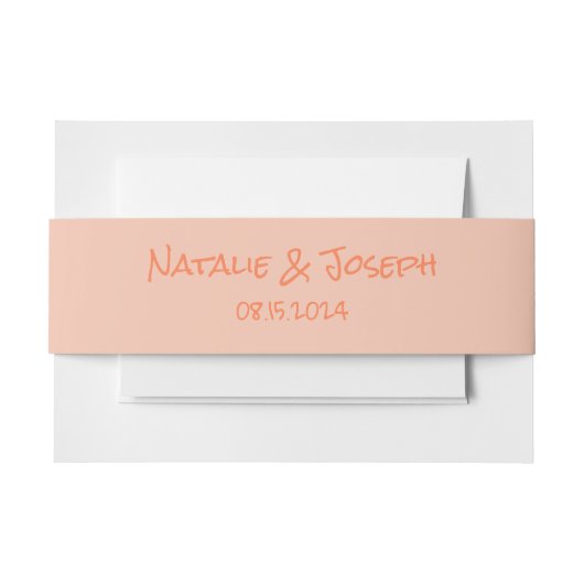 Retro Hand Written Coral Peach Fun Quirky Wedding Einladungsbanderole (Vorderseite Beispiel)