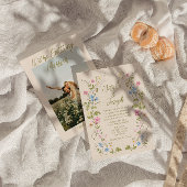 Retro Hand Written Drawn Floral Summer Wedding Einladung