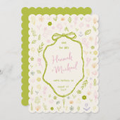 Retro Hand Written Drawn Flowers Spring Wedding Save The Date (Vorne/Hinten)