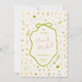 Retro Hand Written Drawn Flowers Spring Wedding Save The Date (Vorderseite)