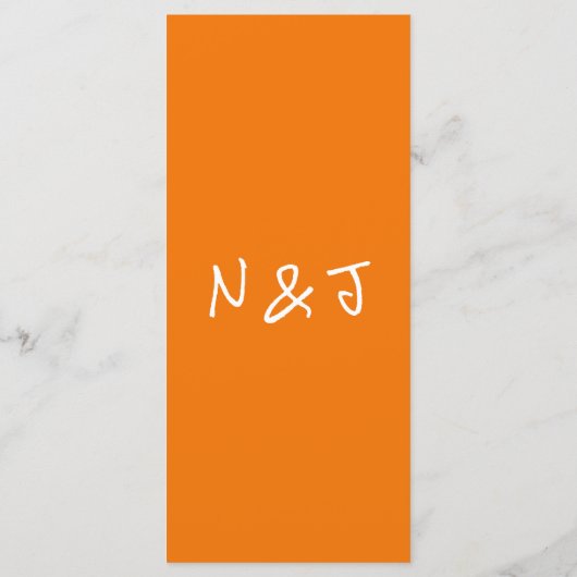 Retro Hand Written Drawn Orange Quirky Fun Wedding Menükarte (Rückseite)